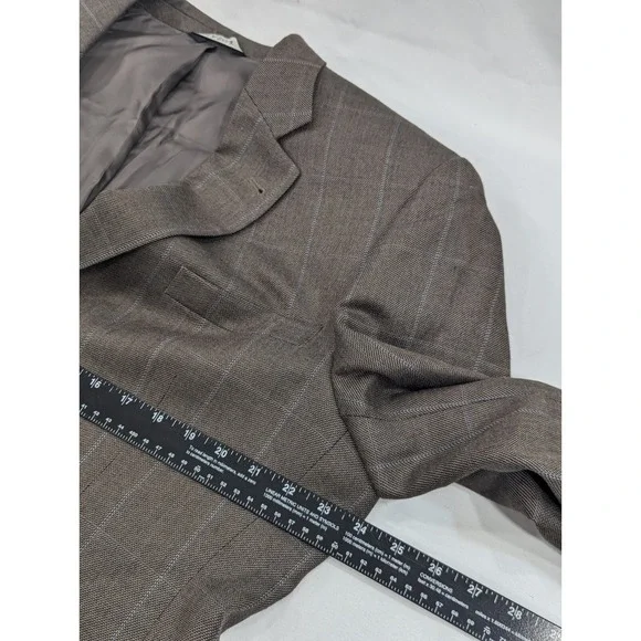 Jos. A Bank Blazer Coat Sport Jacket Silk Camel hair Window Pane 46R (22 Sleeve